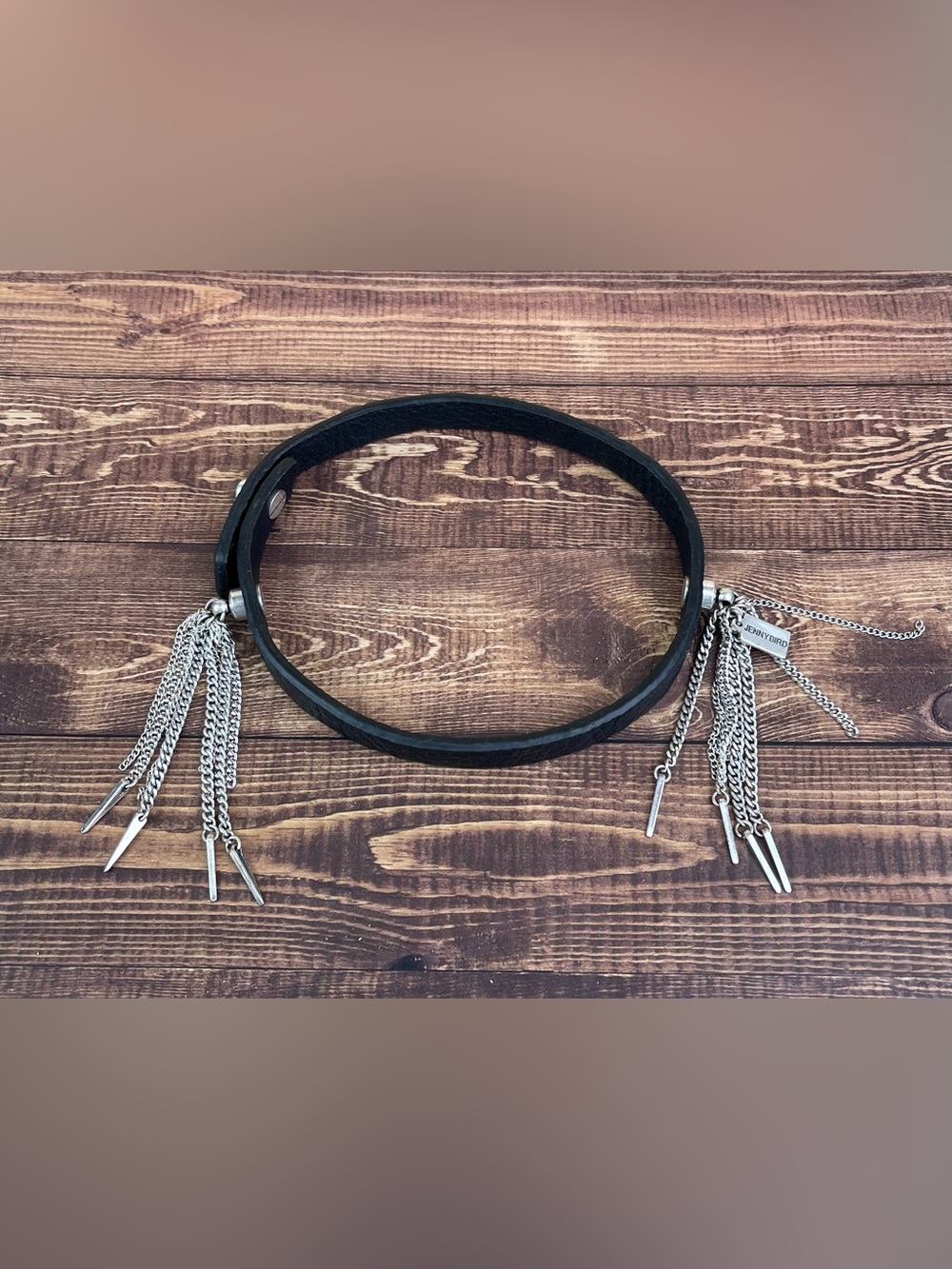 Jenny Bird Vegan Leather Tassel Choker Collar Necklace